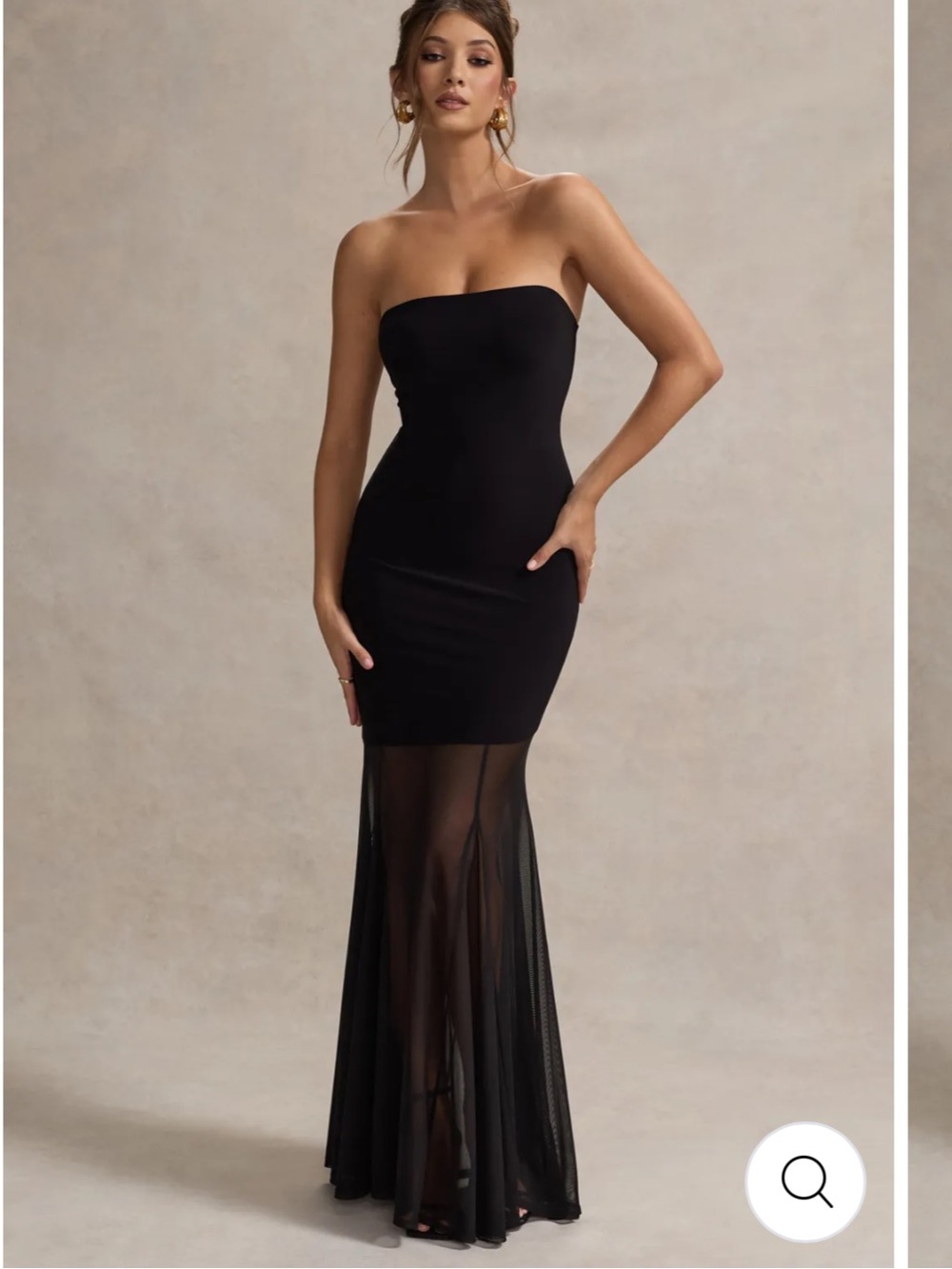 Black Bandeau Mesh Maxi Dress by Club L London